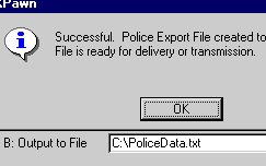 Export Police data to disk, file, email. Pawn Inventory Tracking Software.